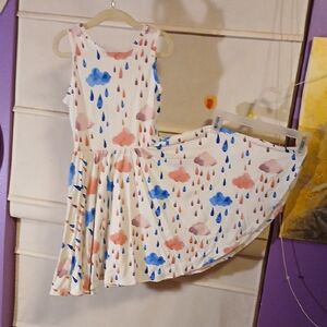 Dot Dot Smile Raindrop and Cloud Print Dress